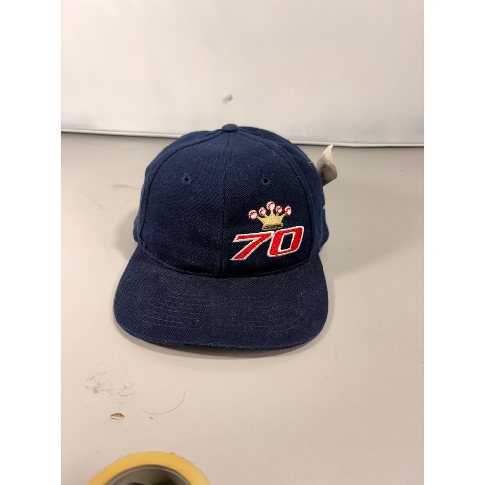 Vintage Mark McGwire 70 Home Run Navy Blue Snapback Hat Final Count HA197 OS